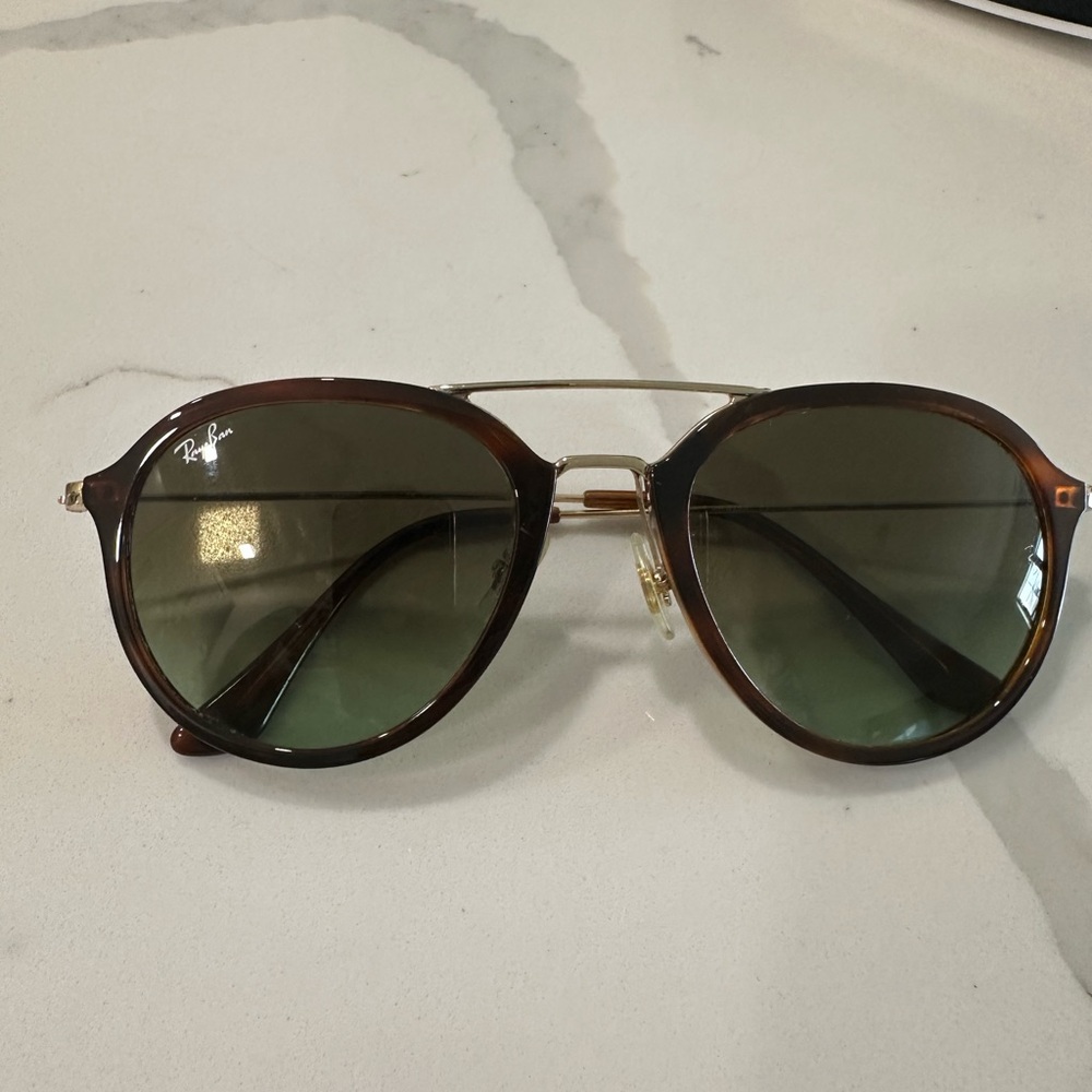 Ray-Ban Tortoise Shell Sunglasses with Green Lenses